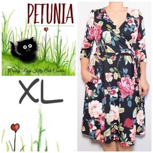 Classic Floral Wrap Dress with POCKETS!